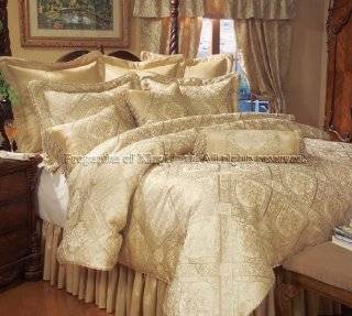 9PCS QUEEN GOLD IMPERIAL COMFORTER SET BED IN A BAG