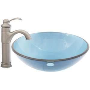 Geyser Arctic Bathroom Glass Vessel Sink and Brushed Nickel Bathroom 