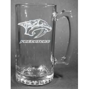   Predators Laser Etched 27oz Glass Beer Mug