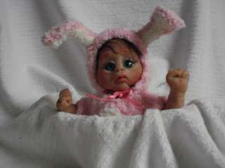 OOAK polymer clay baby girl art doll bunny partial sculpt ciao bella 
