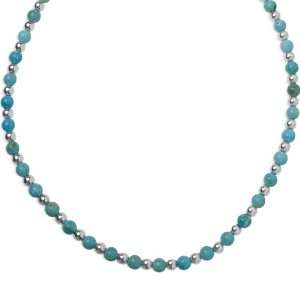   Silver Kingman Turquoise Teal Blue Beaded Necklace   17 Jewelry