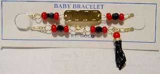 14k Gold Baby AZABACHE Rectangle Bracelet Free ship  
