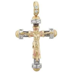  Tri Color CZ Crucifix Jewelry