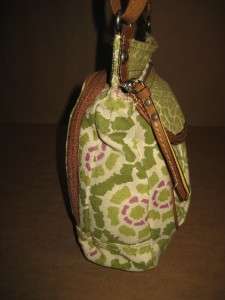   Printed Floral Canvas Green Satchel Field Cross Body Saddle Purse