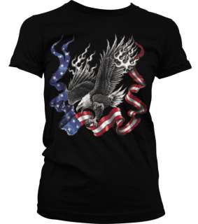 Bald American Eagle USA Flag Pride Power Girls T shirt  