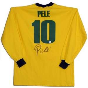 Pele Autographed Toffs Brazillian Santos Yellow Longsleeve 