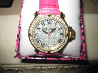 BETSEY JOHNSON PINK BAND WITH LOTS OF BLING WATCH  