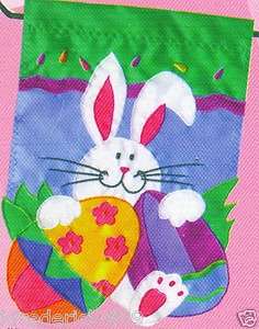 Small Toland Home & Garden Decorative Easter Bunny & Eggs Flag Banner 