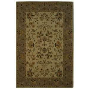  Bergama Collection Green Floral Hand Tufted Wool Area Rug 
