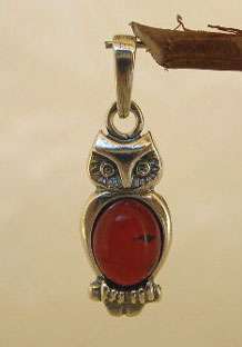 BALTIC HONEY, CHERRY or GREEN AMBER & STERLING SILVER OWL PENDANT 