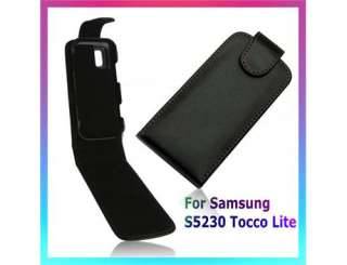 Black Flip Leather Case For SAMSUNG S5230 TOCCO LITE  