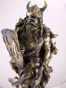Huge Bronze Looking Viking Barbarian Warrior With Axe & Shield 