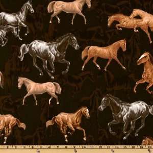  44 Wide Wild Horses Allover Horses Brown Fabric By The 