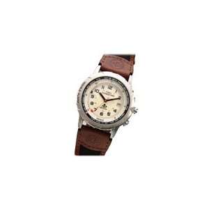 Timex Expedition Travel, White Dial, Brown Leather/Blk. Poly.  
