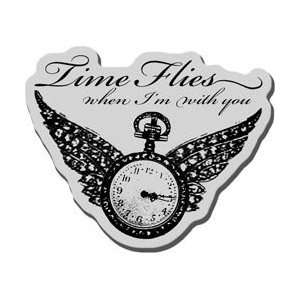   Rubber Stamp Winged Timepiece; 3 Items/Order Arts, Crafts & Sewing