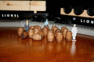 Wooden barrels 20 pc. set stained, for Lionel O scale  