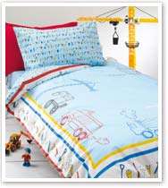 Boys Builder Bedding Lorry Wagon Crane Duvet or Curtain  