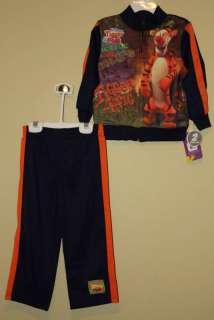 Disney Boys Blue Tigger Zipper Jacket Pants Set Size 2T or 3T NWT Free 