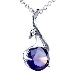  Swan Purple Crystal Pendant Necklace Pugster Jewelry