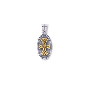  Byzantine Filigree Cross 18kt and sterling silver pendant 