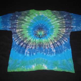 4X Organic Tie Dye T Shirt Blue & Green Sunburst Tye Dyed 4XL XXXXL 