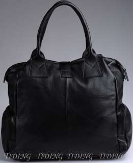 Genuine Leather Duffle Gym Bags Tote Unisex Black BNWT  
