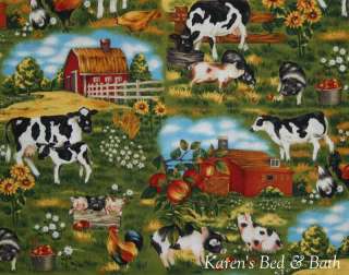 Country Dairy Farm Cow Pig Hog Rooster Chicken Valance  