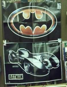 Set of 2 BATMAN posters Batman logo & the BATMOBILE Large sizes 