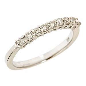  10K White Gold 9 Stone Diamond Wedding Anniversary Band Ring 