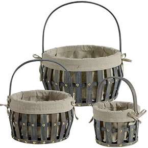 32288   Wood Baskets W/Liner 15/12/9 Set Of 3  