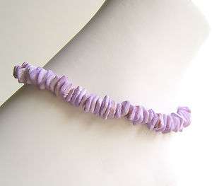 Purple Puka Shell 9.5 in. Anklet Hawaiian Surfer Girl Jewelry Party 