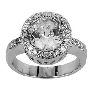  Round Cut CZ Ring 3 Carats 14KT White Gold Filled Round 