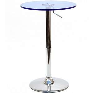  Portal Adjustable Bar Table with Clear Acrylic Blue Top 