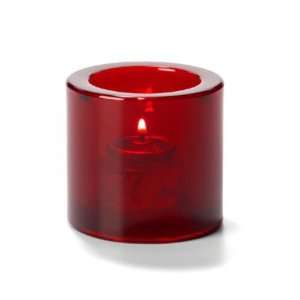  Tealight Lamp, Thick Glass, Round, Ruby
