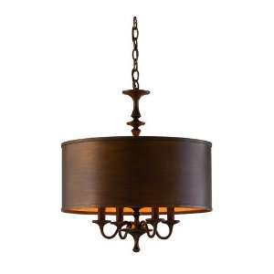   Bronze Mini Chandelier with Metal Shade with Gold Leaf Lining 80 04
