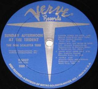 THE DON SCALETTA TRIO   SUNDAY AFTERNOON   LP  