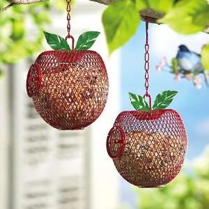  2 Mesh Apple Birdfeeders 