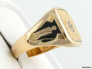 Superb* Masonic Vintage Enameled Symbol Mason Ring   14k Solid Gold 