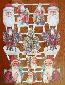 New German Victorian Scrap Santas Christmas Tree  