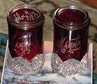 EAPG Ruby Stained Heart Band Salt & Pepper Shakers 1904