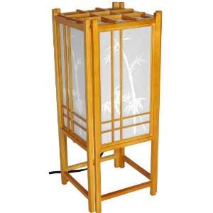   Her   18 Bamboo Tree Asian Design Wood & Paper Lantern Lamp   Honey