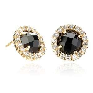  BLACK CZ CHECKER CUT EARRING CHELINE Jewelry