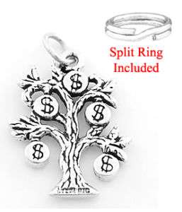 STERLING SILVER MONEY TREE CHARM WITH SPLIT RING  
