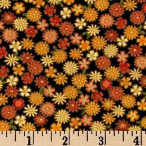  44 Wide Pearl River Chrysanthemums Black Fabric By The 