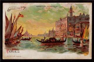 1900 HTL transparency venice boats ships paris exposition postcard 