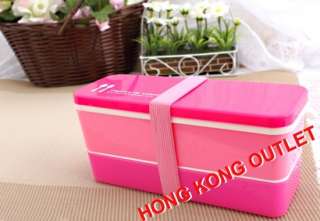 Tier Bento Lunch Box Case Set + Belt Bright Pink L4b  