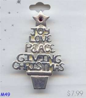 1pc. SILVER RUBY RHINESTONE JOY LOVE PEACE GIVING CHRISTMAS TREE 2 