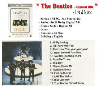 The Beatles   Gold, Greatest Hits  Live & Music     DVD  