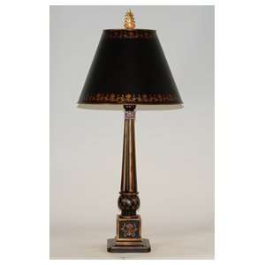  Black and Gold Empire Styled Tole Metal Table Lamp