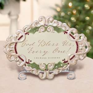  Holly Traditions God Bless Plaque with Stand 8 3/4in 